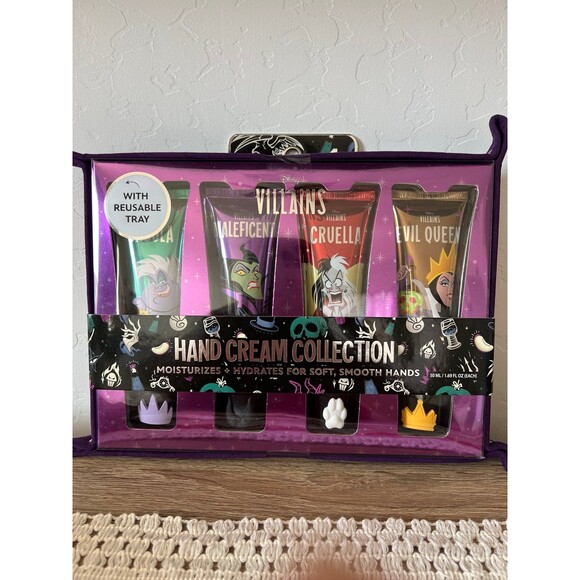Disney Other - Disney Villains 4 Hand Cream Collection Set With Reusable Tray 50ml Each